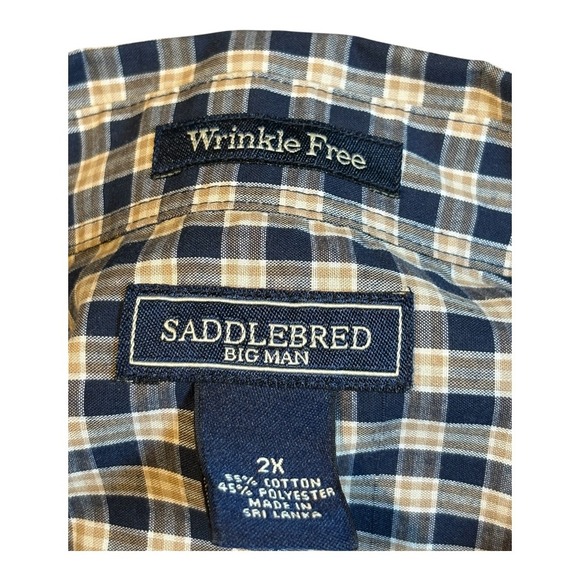 Saddlebred Big Man Wrinkle Free Plaid Button Down Shirt Long Sleeve Men Size 2XL - Picture 8 of 9